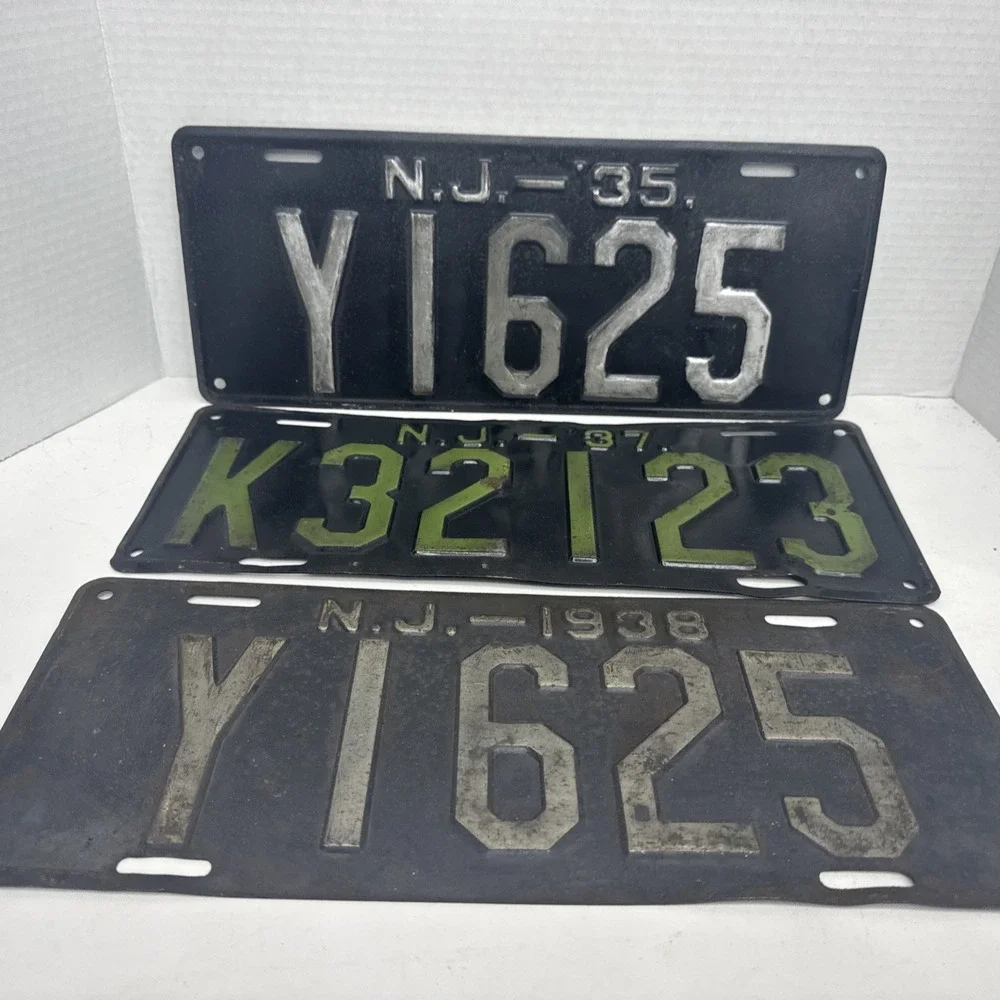 Vintage 1935, '37 & 1938 New Jersey License Plates